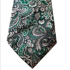 Vintage Mens Tie Hearts Paisleys Green Made In USA St Patrick’s Day